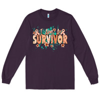 Plum I am a survivor peach ribbon Long Sleeve Tee - NancyCooperArtShop