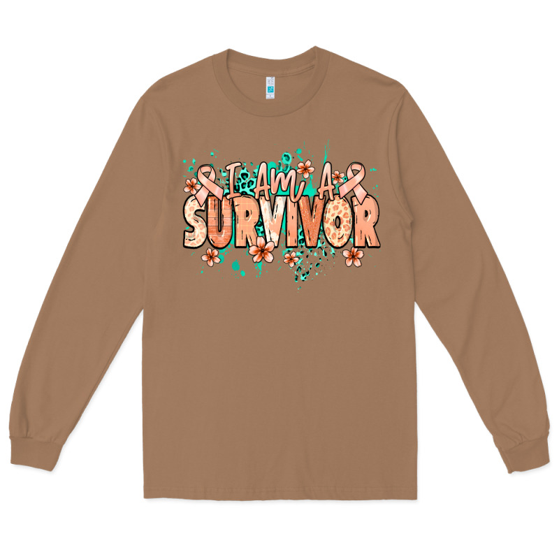 I Am A Survivor Peach Ribbon Long Sleeve Tee by NancyCooperArtShop | Teevron