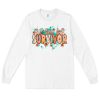 White I am a survivor peach ribbon Long Sleeve Tee - NancyCooperArtShop