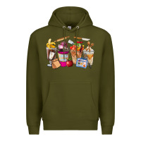 Army Green Lunch Lady Coffee Cups Premium Hoodie - FaDigitalArtStudio