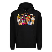 Black Lunch Lady Coffee Cups Premium Hoodie - FaDigitalArtStudio