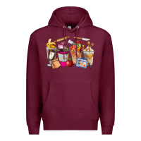 Burgundy Lunch Lady Coffee Cups Premium Hoodie - FaDigitalArtStudio