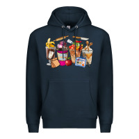 Navy Lunch Lady Coffee Cups Premium Hoodie - FaDigitalArtStudio