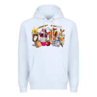 White Lunch Lady Coffee Cups Premium Hoodie - FaDigitalArtStudio