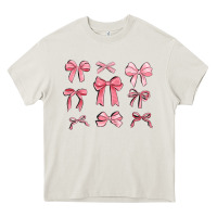 Cream pink ribbons Heavy Core Tee - MaliasSmallBusiness