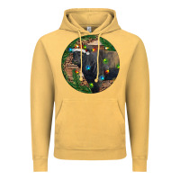 Vintage Mustard Black Angus Bull with Christmas Lights Vintage Hoodie - RanaPortraitStore