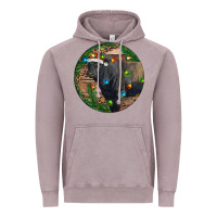 Vintage Zinc Black Angus Bull with Christmas Lights Vintage Hoodie - RanaPortraitStore
