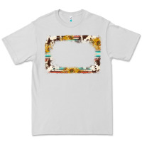 Dove Grey western serape sunflower background frame Premium Tee - NancyCooperArtShop