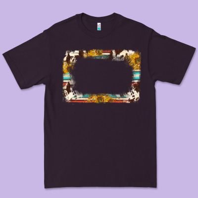 Western Serape Sunflower Background Frame Premium Tee Designed By Nancycooperartshop