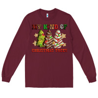 Burgundy My kind of Christmas trees Long Sleeve Tee - RanaPortraitStore