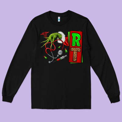 Christmas Character Nurse Long Sleeve Tee Designed By Nancycooperartshop