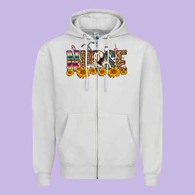 Western Nurse Sunflower Zipper Hoodie Designed By Fadigitalartstudio