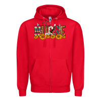 Red Western Nurse Sunflower Zipper Hoodie - FaDigitalArtStudio