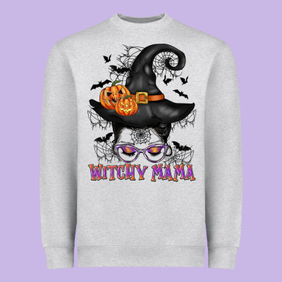 Witchy Mama Messy Bun Heavyweight Sweatshirt Designed By Cowgirlartshop