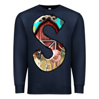 Navy farm life alphabet lowercase letters s Premium Sweatshirt - BundleAndBundleShop