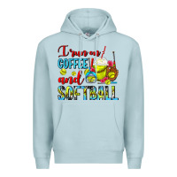 Blue Mist I Run On Coffee And Softball Frappe Premium Hoodie - FaDigitalArtStudio