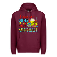 Burgundy I Run On Coffee And Softball Frappe Premium Hoodie - FaDigitalArtStudio