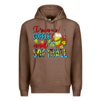 Chestnut I Run On Coffee And Softball Frappe Premium Hoodie - FaDigitalArtStudio