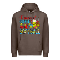Coffee I Run On Coffee And Softball Frappe Premium Hoodie - FaDigitalArtStudio