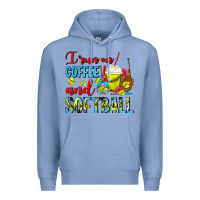 Colony Blue I Run On Coffee And Softball Frappe Premium Hoodie - FaDigitalArtStudio
