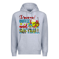 Heather Grey I Run On Coffee And Softball Frappe Premium Hoodie - FaDigitalArtStudio