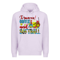 Lilac I Run On Coffee And Softball Frappe Premium Hoodie - FaDigitalArtStudio