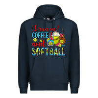 Navy I Run On Coffee And Softball Frappe Premium Hoodie - FaDigitalArtStudio