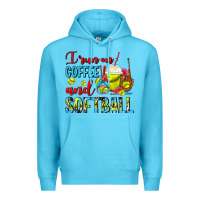 Ocean Blue I Run On Coffee And Softball Frappe Premium Hoodie - FaDigitalArtStudio