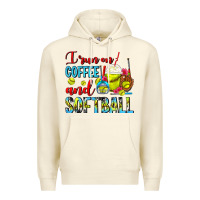 Sandshell I Run On Coffee And Softball Frappe Premium Hoodie - FaDigitalArtStudio