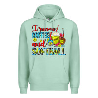 Seafoam I Run On Coffee And Softball Frappe Premium Hoodie - FaDigitalArtStudio