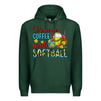 Sports Green I Run On Coffee And Softball Frappe Premium Hoodie - FaDigitalArtStudio