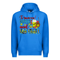 True Royal I Run On Coffee And Softball Frappe Premium Hoodie - FaDigitalArtStudio