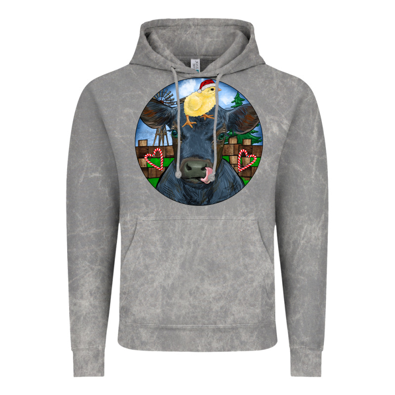 Black Angus Cattle With Santa Chick Christmas Vintage Hoodie by RanaPortraitStore | Teevron
