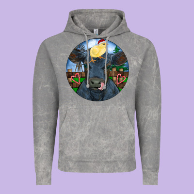 Black Angus Cattle With Santa Chick Christmas Vintage Hoodie Designed By Ranaportraitstore