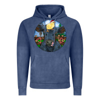 Vintage Denim Black Angus Cattle with Santa Chick Christmas Vintage Hoodie - RanaPortraitStore