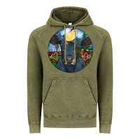 Vintage Olive Black Angus Cattle with Santa Chick Christmas Vintage Hoodie - RanaPortraitStore