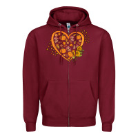 Burgundy Western Autumn Heart Zipper Hoodie - FaDigitalArtStudio