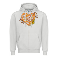 Dove Grey Western Autumn Heart Zipper Hoodie - FaDigitalArtStudio