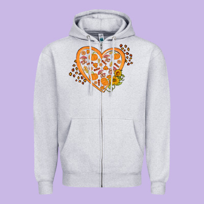 Western Autumn Heart Zipper Hoodie Designed By Fadigitalartstudio