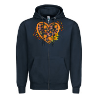 Navy Western Autumn Heart Zipper Hoodie - FaDigitalArtStudio