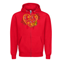 Red Western Autumn Heart Zipper Hoodie - FaDigitalArtStudio
