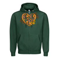 Sports Green Western Autumn Heart Zipper Hoodie - FaDigitalArtStudio