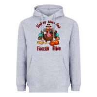 Heather Grey turkey wine and feelin fine Heavyweight Hoodie - BundleAndBundleShop