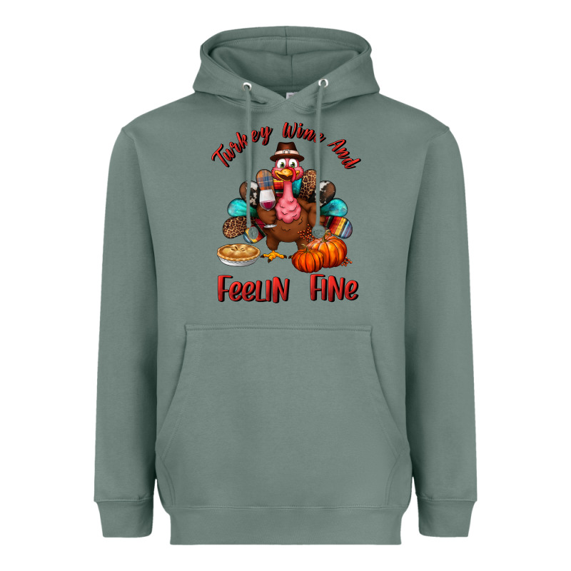 Turkey Wine And Feelin Fine Heavyweight Hoodie by BundleAndBundleShop | Teevron