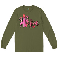 Army Green hope breast cancer Long Sleeve Tee - NancyCooperArtShop