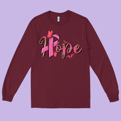 Hope Breast Cancer Long Sleeve Tee Designed By Nancycooperartshop