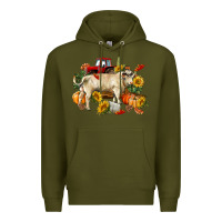 Army Green Fall charolais bull Premium Hoodie - RanaPortraitStore