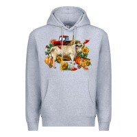 Heather Grey Fall charolais bull Premium Hoodie - RanaPortraitStore