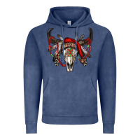 Vintage Denim Western Christmas Bull Skull Vintage Hoodie - RanaPortraitStore