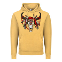 Vintage Mustard Western Christmas Bull Skull Vintage Hoodie - RanaPortraitStore